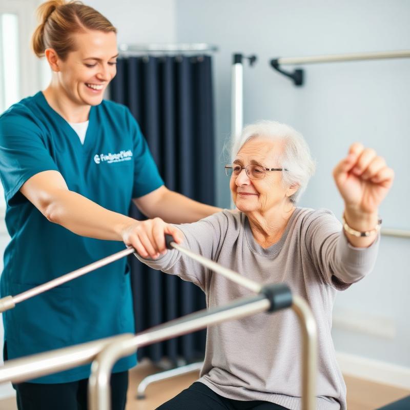 A fisioterapia geriátrica auxilia na recuperação dos movimentos, fortalecimento muscular, melhora do equilíbrio e prevenção de quedas, proporcionando mais segurança e independência.